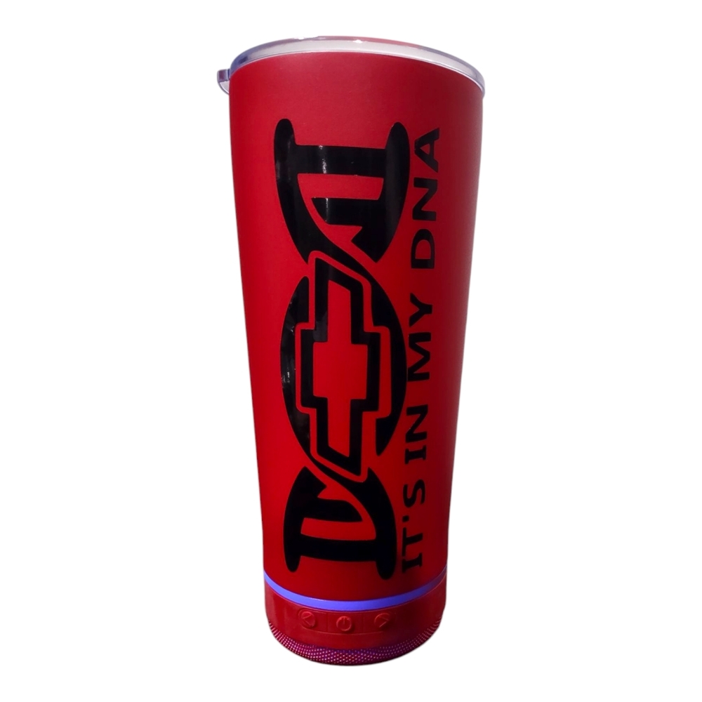 Red Tumbler with Custom Design Bluetooth Speaker 20 oz Personalized /Add A name